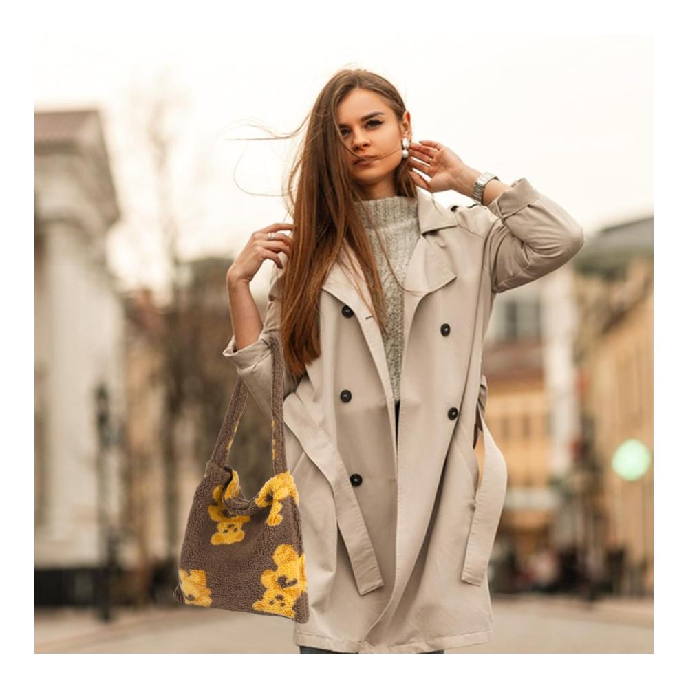 Flauschige Umhängetasche für Mädchen Kawaii Plüsch Shopper mit Ästhetik ideal für trendige Damen-Dates