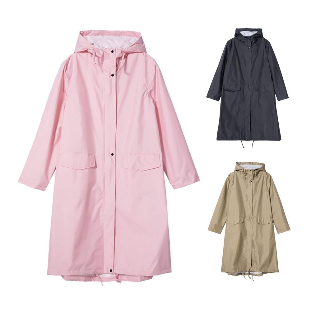 Damen Regenjacke Wasserdichter Regenmantel mit Kapuze Leichtgewicht Winddicht Wetterfest Atmungsaktiv - Outdoor Übergangsjacke in Schwarz