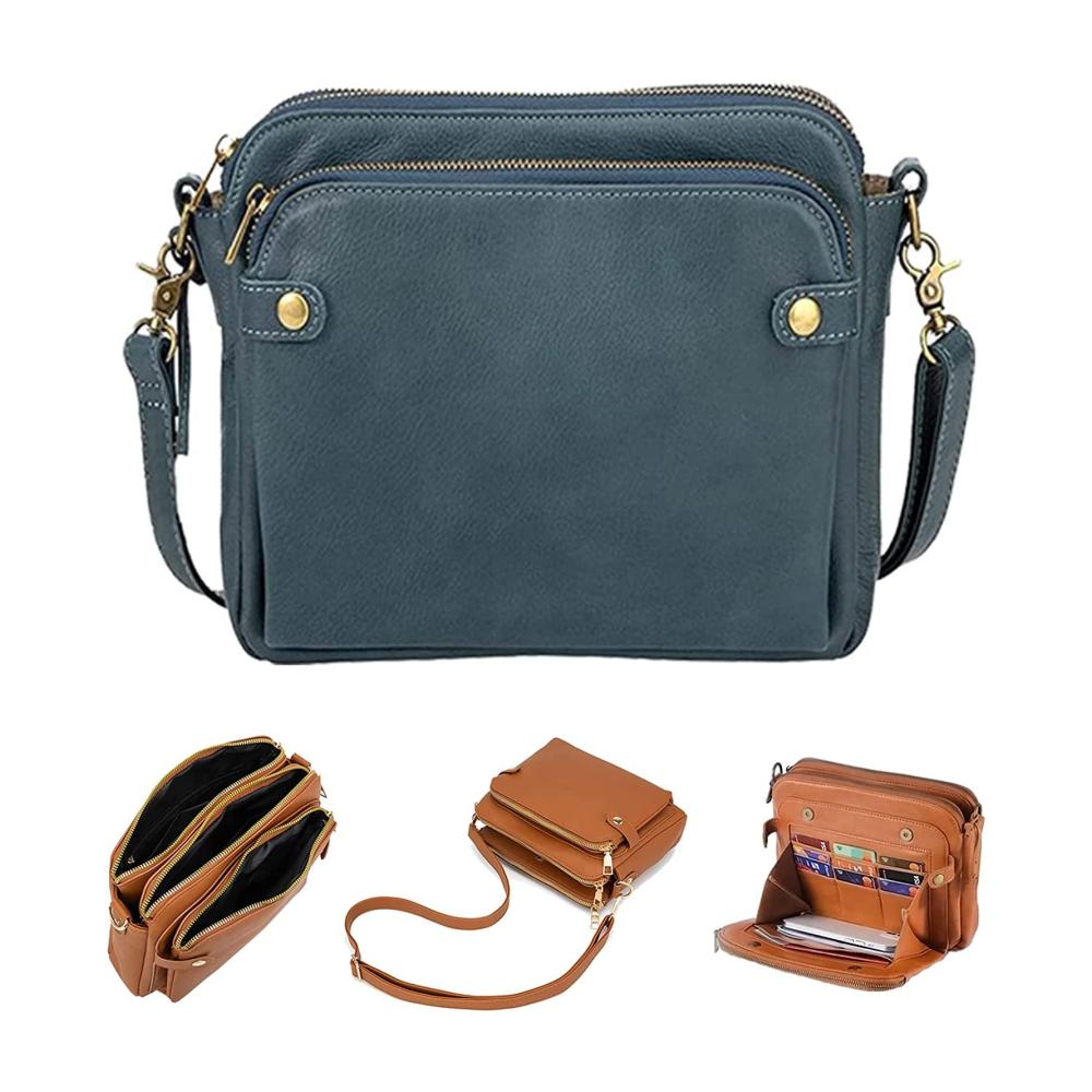Exquisite Damen Umhängetaschen Echtes Leder Crossbody-Design Dreischichtige Eleganz mit Reißverschluss – Perfekte Satchel Bags und Clutches