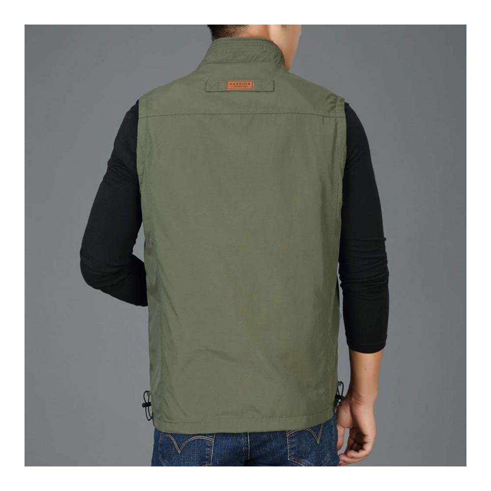Herren Outdoor Fotoweste für Frühling und Herbst - Dünne Angelweste mit Mehreren Taschen und Freizeitstil (Grün 3XL