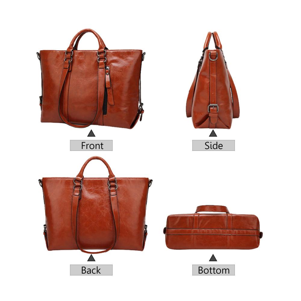 Damen Schultertasche Elegant-Orange Kunstleder Shopper mit Abnehmbarem Schulterriemen