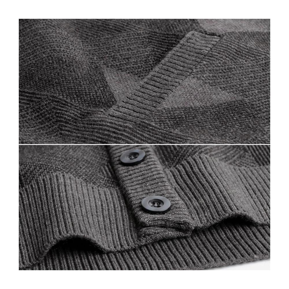 Ärmelloser Herren Pullunder mit V-Ausschnitt und Knopfleiste - Business Casual Strickweste für Herren Feinstrick Cardigan mit Taschen