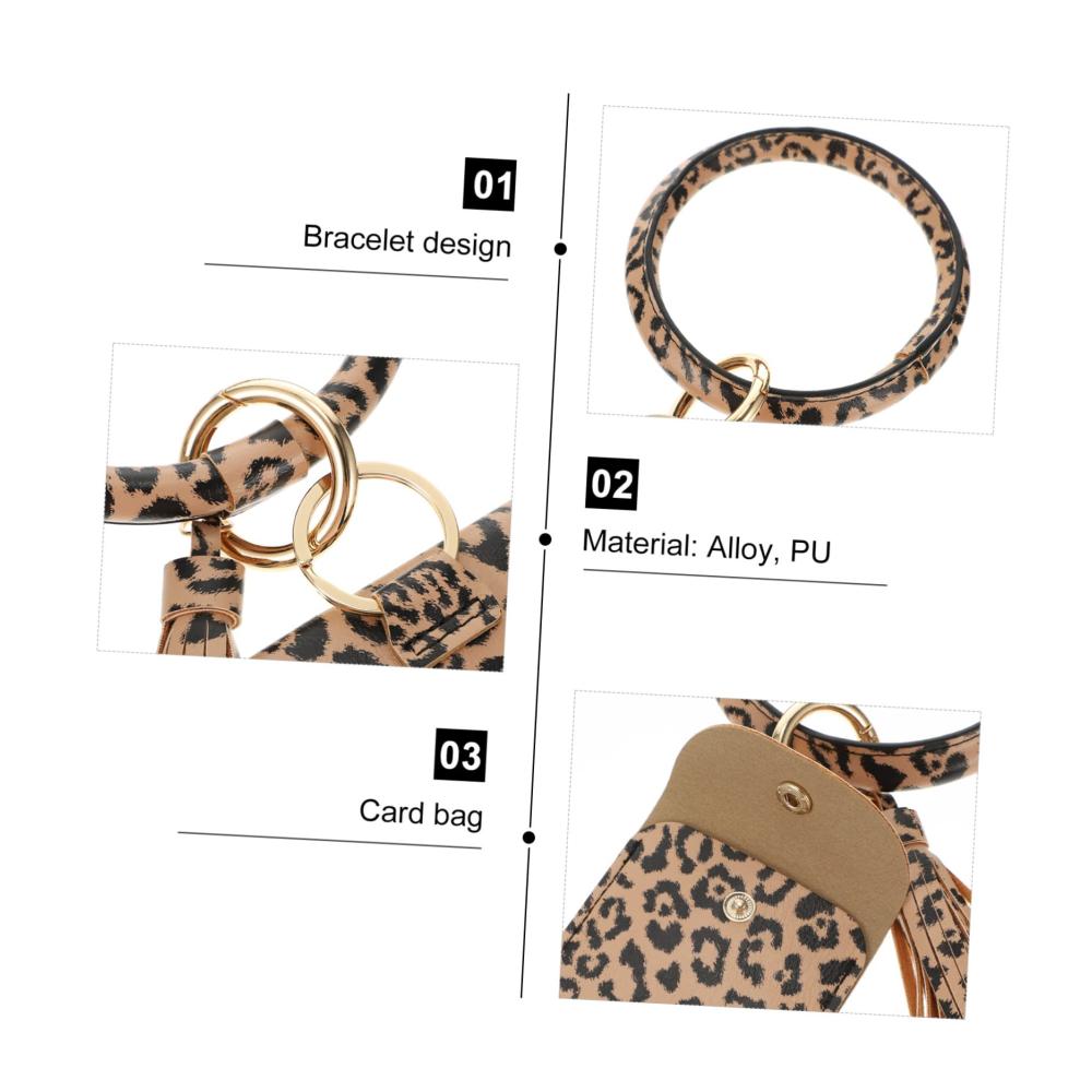 Damen Armband Schlüsselanhänger mit Leder Lanyard und Geldbörse - Runde ID Halter und Schlüsselanhänger für Frauen