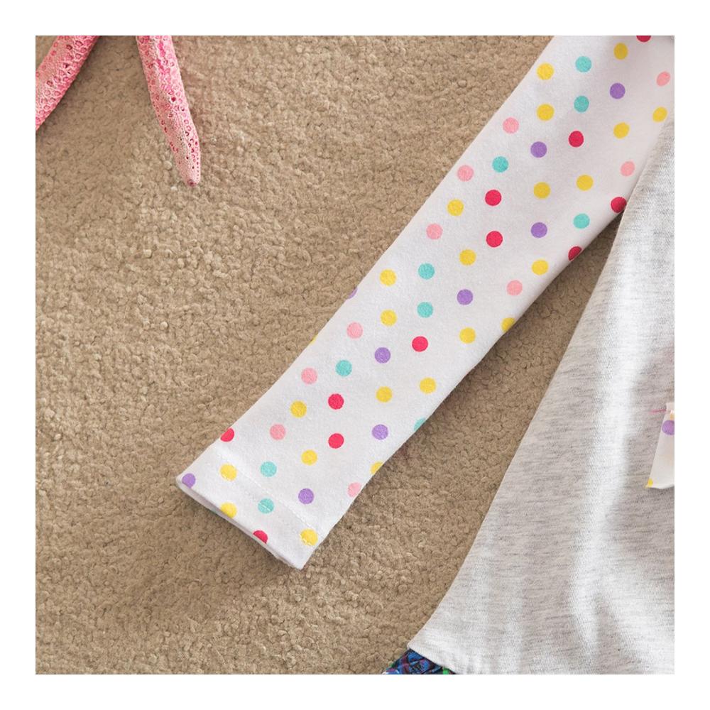 Kinderkleid Baumwolle Langarm Cartoon Blumenkleid Mädchen 2-8 Jahre