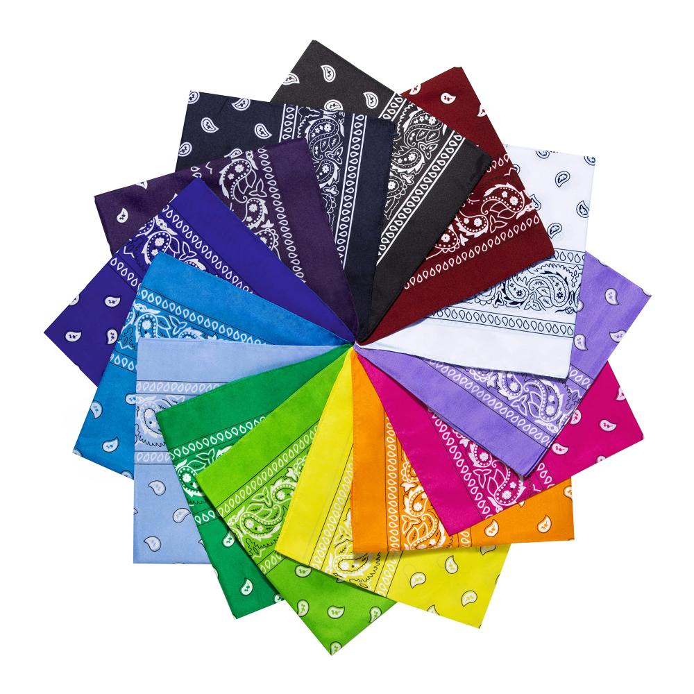 Unisex Baumwolle Bandana Kopftuch Halstuch (55 x 55 cm) - Vielfältige Mischfarben 6/10/12/14 Pack - Ideal als Armtuch Haar- und Halsaccessoire für Damen und Herren