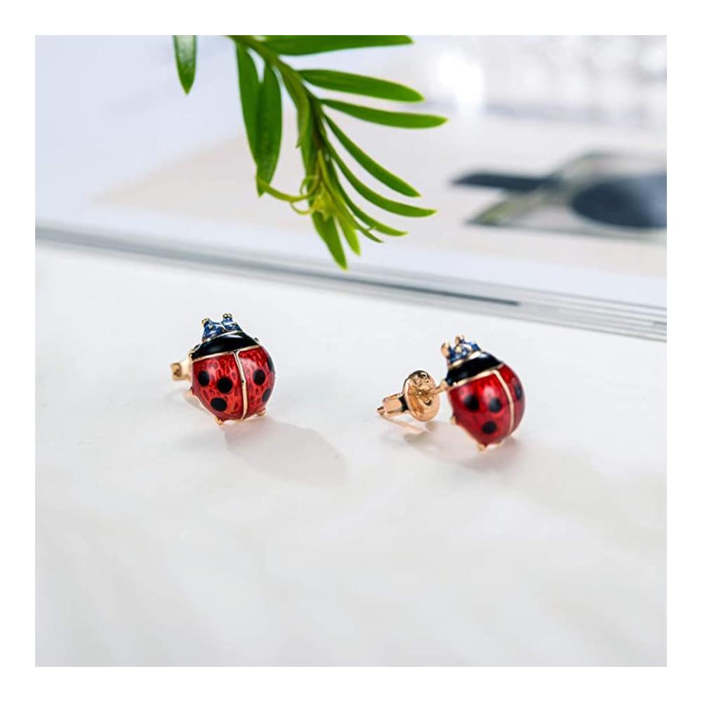 925 Sterling Silber Marienkäfer Ohrstecker - Süßer Insektenschmuck für Damen und Mädchen