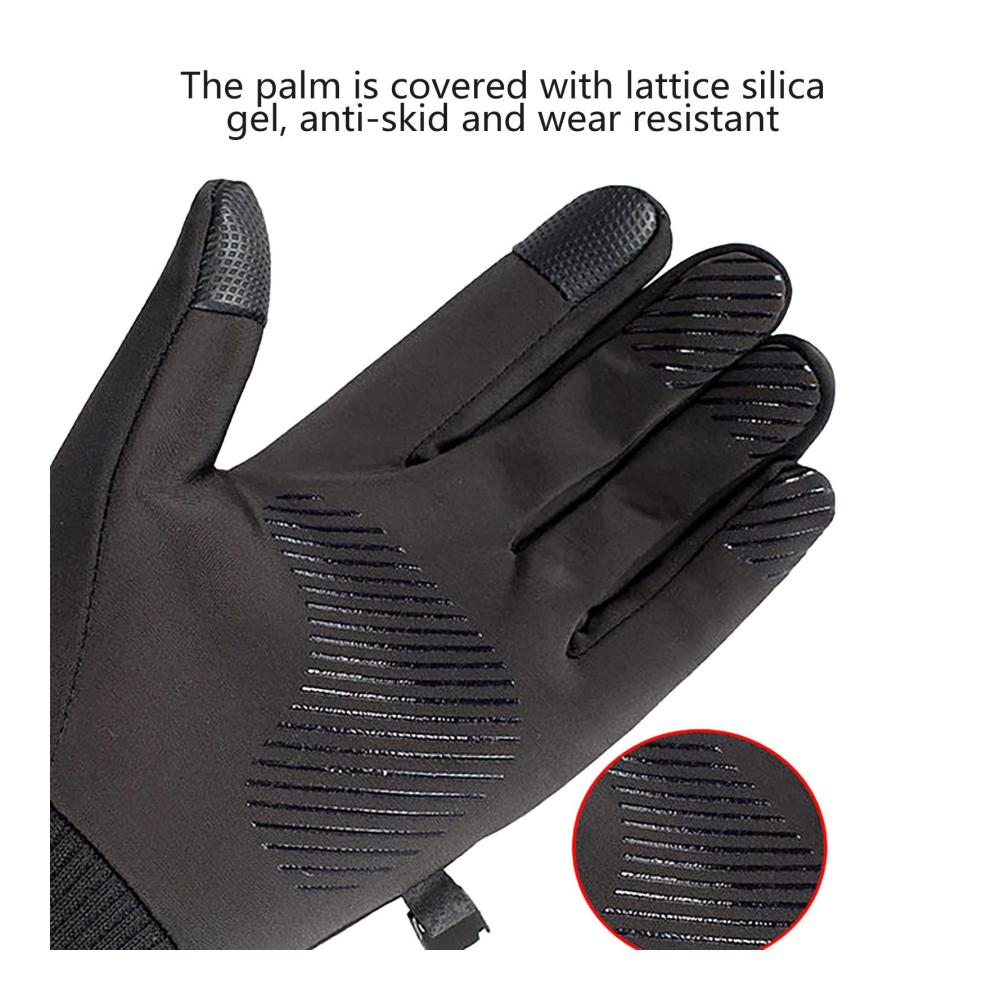 Herren Winterhandschuhe Schwarz - Wasserdichte Touchscreen Schneehandschuhe mit Rutschfestem Grip. Perfekt für Radfahren Laufen und Skifahren