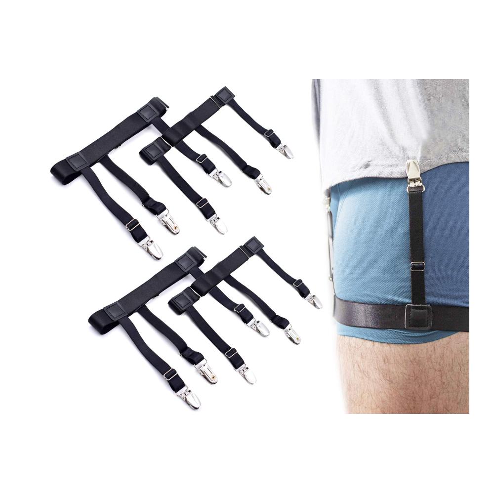 Hosenträger STAY GENT Shirt Stays Hemdhalter Herren 2 Paar(4 Stück) - Rutschfester Halt für ein makellos sitzendes Hemd in Schwarz