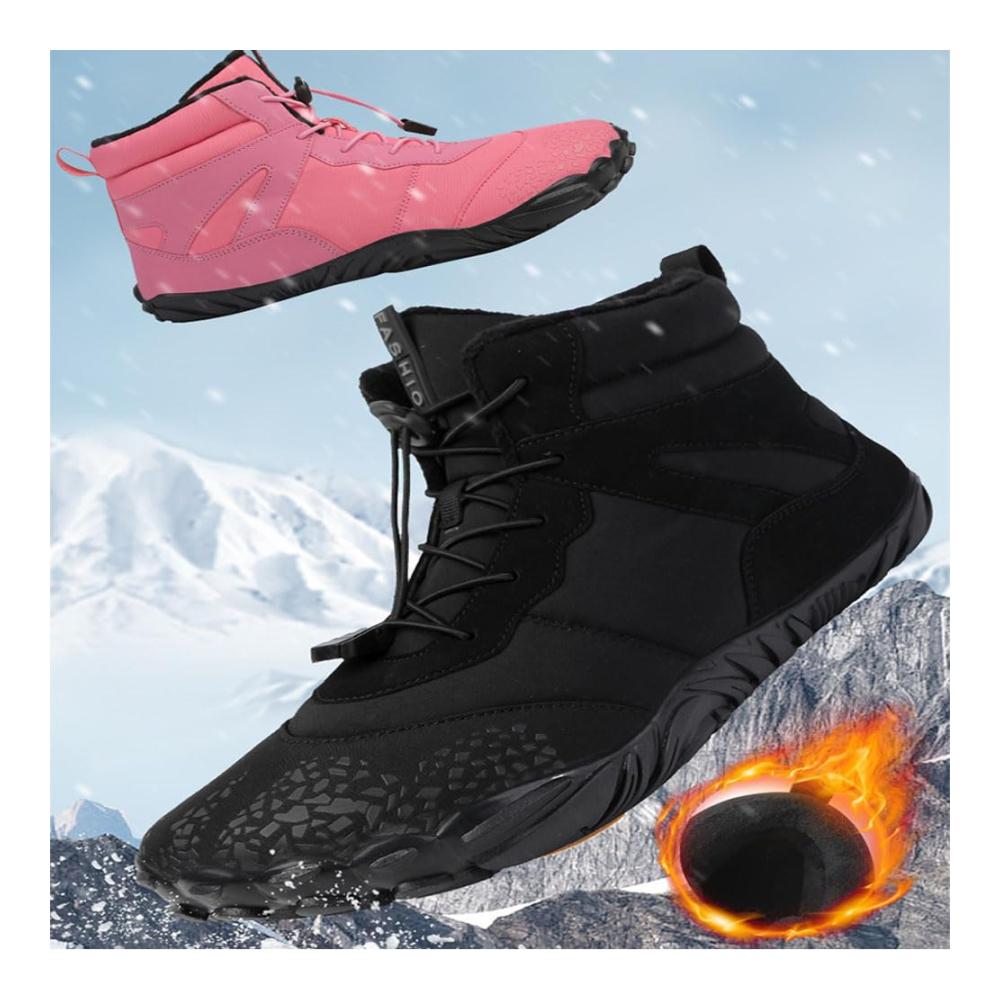 Winterfeste Barfußschuhe für Damen & Herren - Wasserdichte Trekking- und Wanderschuhe mit Schnelltrocknung Trailrunning-Funktion Zehenschutz hoher Wärmeisolierung und rutschfesten Sohlen