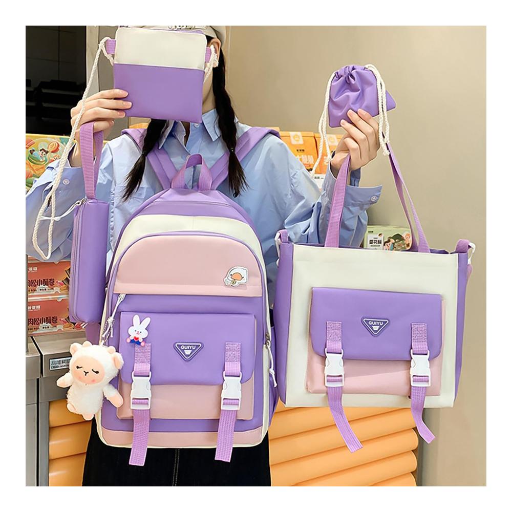 Kawaii Kinderrucksäcke 5-teiliges Set mit riesiger Kapazität langlebig und waschbar - Perfektes japanisches Anime-Rucksack-Set für stilbewusste Teenager