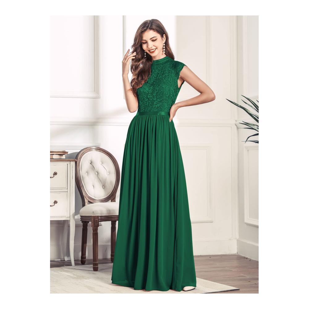 Elegantes Chiffon-Abendkleid für Brautjungfern - Bodenlanges Faltenkleid