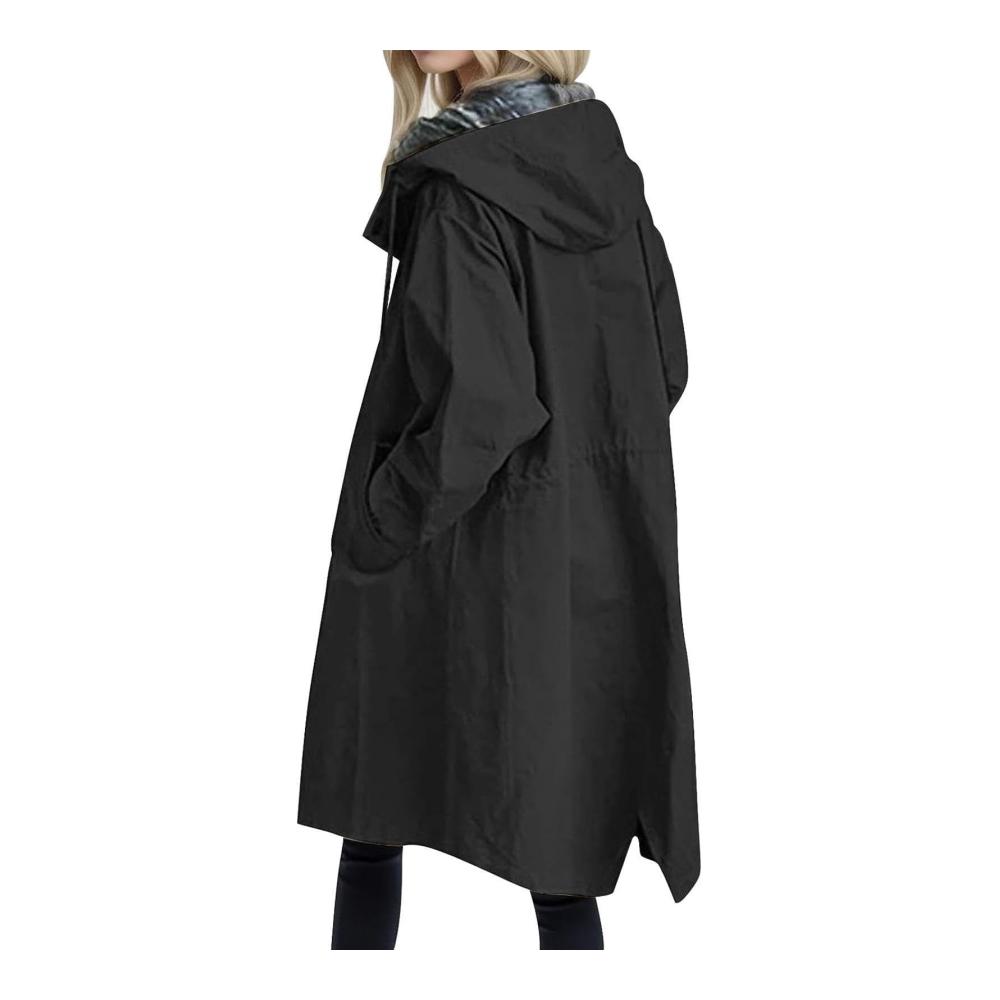Frauenregenjacke mit Kapuze | Wasserdichter langer Regenmantel für Sommer | Leichte maßgeschneiderte Regenbekleidung