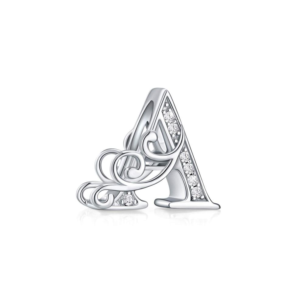 FOREVER QUEEN Buchstaben Charm Bead - 925 Sterling Silber Alphabet Anhänger für Armbänder