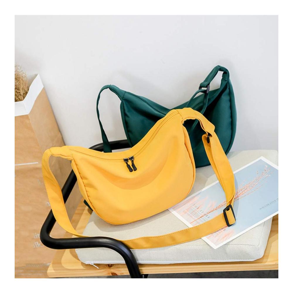 Schwarze Damen Nylon Umhängetasche – Stilvolle Messenger-Bag für Studentinnen Ein-Schulter-Dumpling-Design Modische One-Shoulder-Umhängetasche