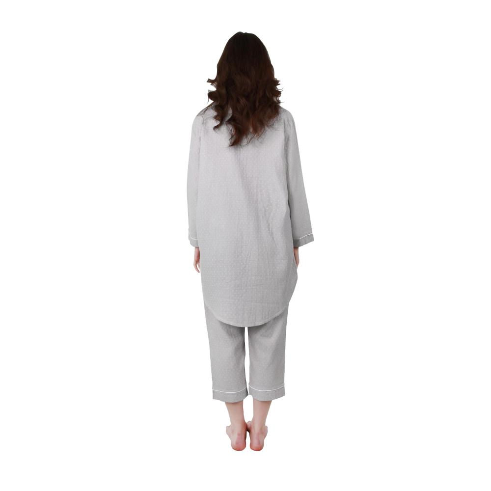 Damen Pyjama-Set Le Tyerisa 100% Baumwolle Zweiteiliger Schlafanzug mit Knöpfen 3/4 Ärmel Langes Shirt und Hose Hausanzug für Damen