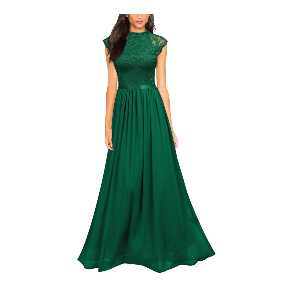 Elegantes Chiffon-Abendkleid für Brautjungfern - Bodenlanges Faltenkleid