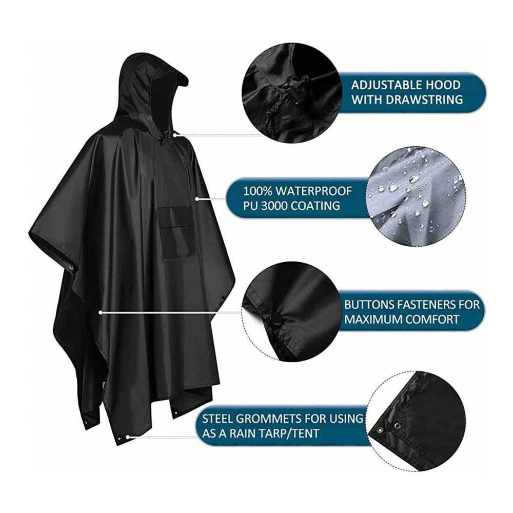 3-in-1 Herren Regenmantel mit Kapuze | Wasserdichter Markisen-Regenponcho für Outdoor-Aktivitäten