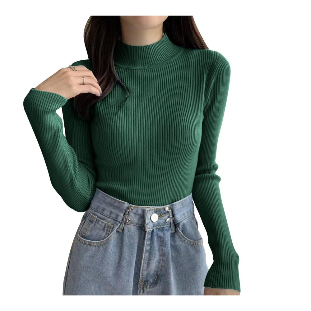 Damen Halb Rollkragenpullover Weicher Strickpullover mit Langarm Elegant und Schlank Ideal für Herbst/Winter