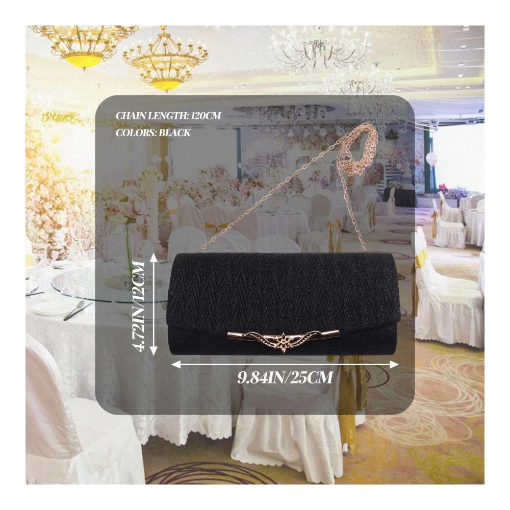 Damen Clutch Handtasche in Schwarz für Partys Hochzeiten und besondere Anlässe