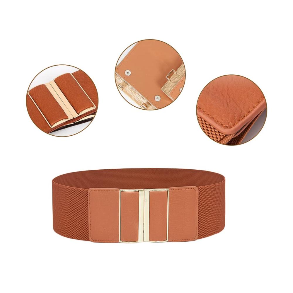 Elastischer Damen Gürtel 3er-Set mit Metall Schnalle - Retro Mode Taillengürtel Bundle für Trachten - Breiter Bundgürtel im Vintage-Stil