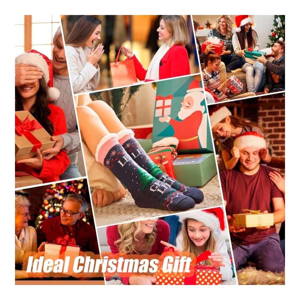 Anti-Rutsch-Socken mit Fleece-Futter für Weihnachten | Mulor Hausschuhsocken in Wadenlänge | Unisex Kuschelsocken mit rutschfesten Gripern - Ideale Weihnachtsgeschenke
