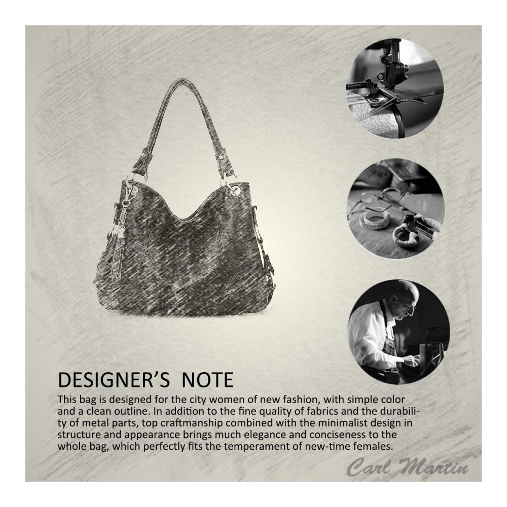 Damen Schultertasche aus weichem Leder - Großes Fassungsvermögen modische Hobo-Tasche mit Quaste - Schwarze Umhängetasche für stilbewusste Frauen