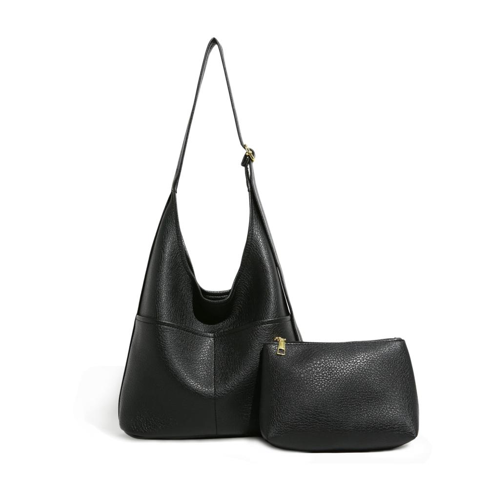 Damen Handtasche Moderne Leder Schultertasche mit Crossbody-Design geräumiger Tote Bag inklusive Kosmetiktasche – Große Umhängetasche & Tragetasche in Einem