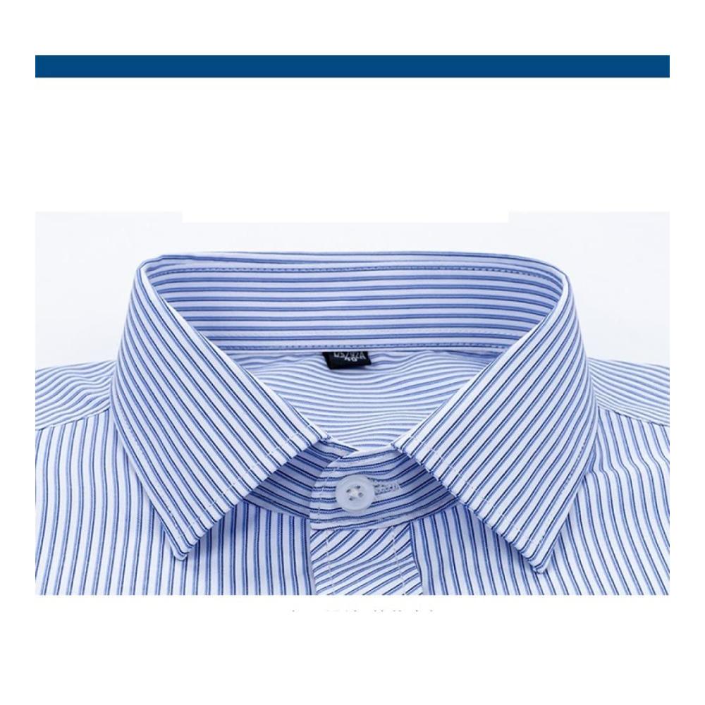 Hellblaues Langarmhemd Herren - Modisches Business-Hemd mit Streifenmuster Slim Fit Knopf Reverskragen für formelle und lässige Anlässe
