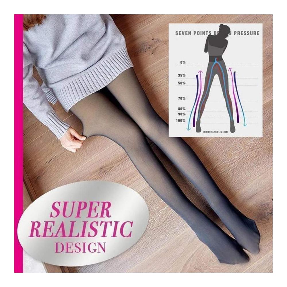 2er Set Damen Thermo-Strumpfhosen | Makellose Beine Warm & Dehnbar | Durchscheinende Leggings mit Fleece-Futter | Abnehmbar und Gefüttert | Schwarz-A Größe 90