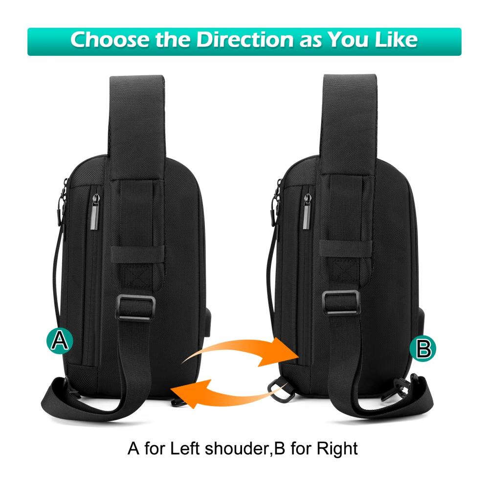 Multifunktionale Herren Schultertasche mit USB-Ladeanschluss | Leicht wasserdichter Schulterrucksack für Arbeit Schule Reisen Radfahren und Wandern