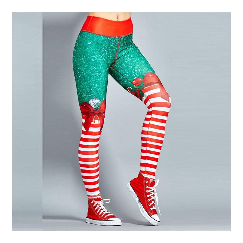 Weihnachtsleggings Kolylong Damen Hohe Taille Digitaldruck Yoga elegant Blickdicht Sport Skinny Elastisch Fitness