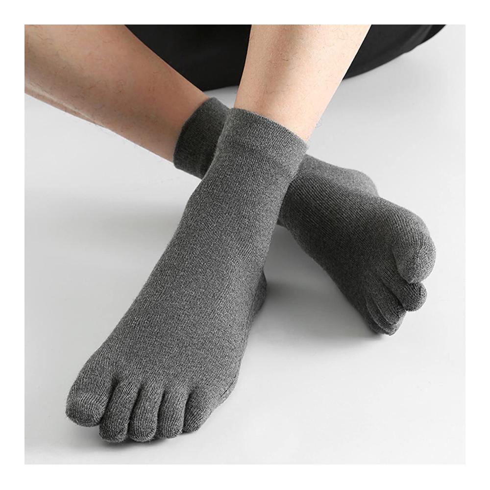 Fünf Paare Männer Zehensocken aus atmungsaktiver Baumwolle - Weiche und bequeme Niedrigschnitt-Socken für Herren (Farbe F