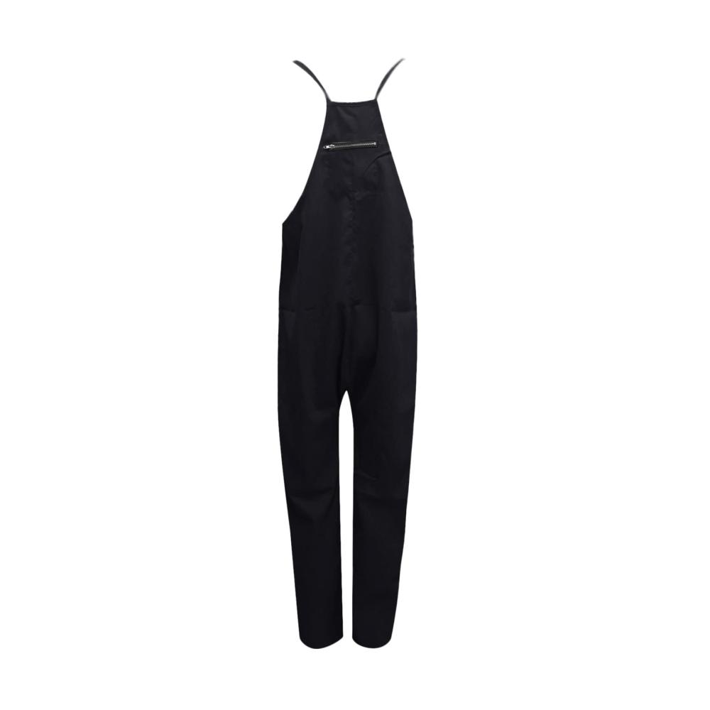 Sommerlicher Damen Jumpsuit - Lässiger Overall mit V-Ausschnitt Oversize-Design und Reißverschluss hinten. Elegante Arbeitshose mit bequemem Riemen und praktischen Taschen