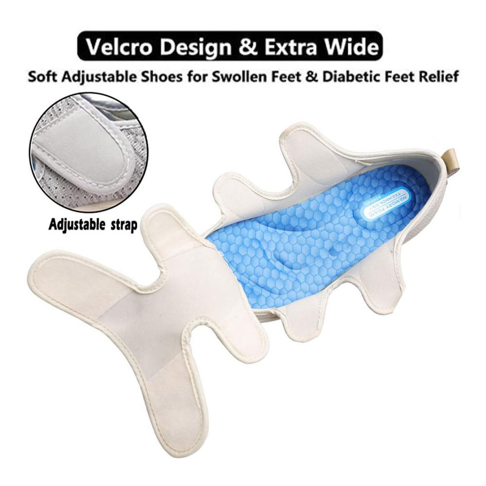 Wanderödem-Diabetikerschuhe - Leichte atmungsaktive Walkingschuhe mit extra breiter Passform verstellbaren Verschlüssen und orthopädischem Komfort für geschwollene Füße Arthritis - Indoor-Outdoor-Freizeit-Sneaker (39 EU Lightgrey