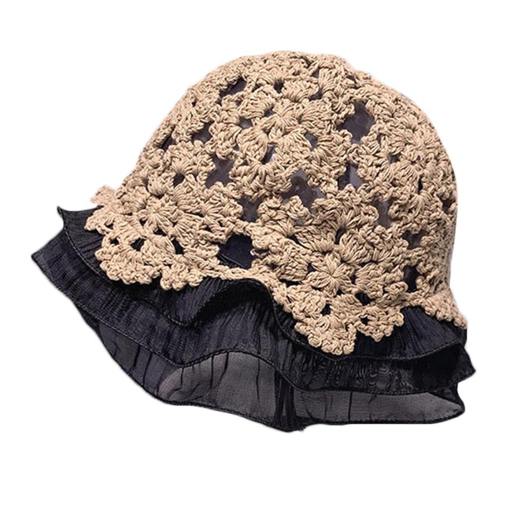 Handgewebte Blumen Sonnenhut für Frauen - Atmungsaktive Spitzenkappe für Frühling und Sommer ideal für Outdoor-Aktivitäten