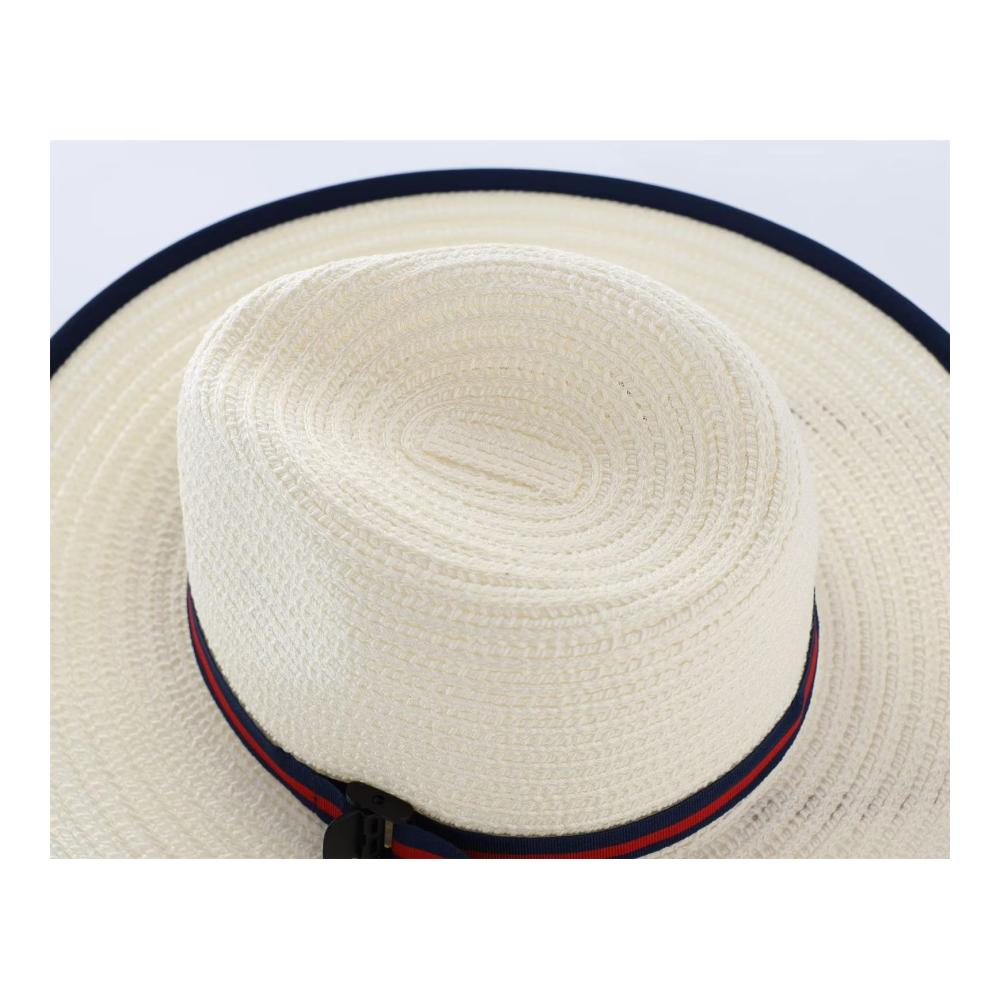 Sommer-Sonnenschutz Fedora & Trilby Kinder Jungen Strohhut Faltbare breite Krempe Größe M Weiß