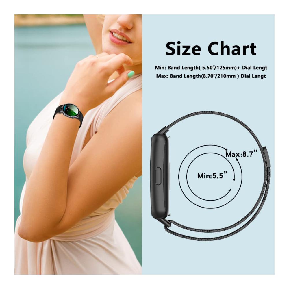 Uhrenarmband für Amazfit GTR 3 Pro/GTR 3 - 22mm Edelstahl Magnetisches Ersatzarmband (Schwarz