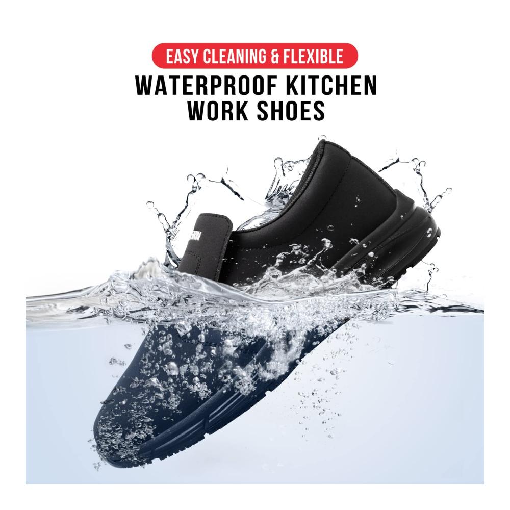 Rutschfeste Herren Kochschuhe Wasserfeste Arbeitsschuhe für Küche Non-Slip Chef Loafers ohne Stahlkappe
