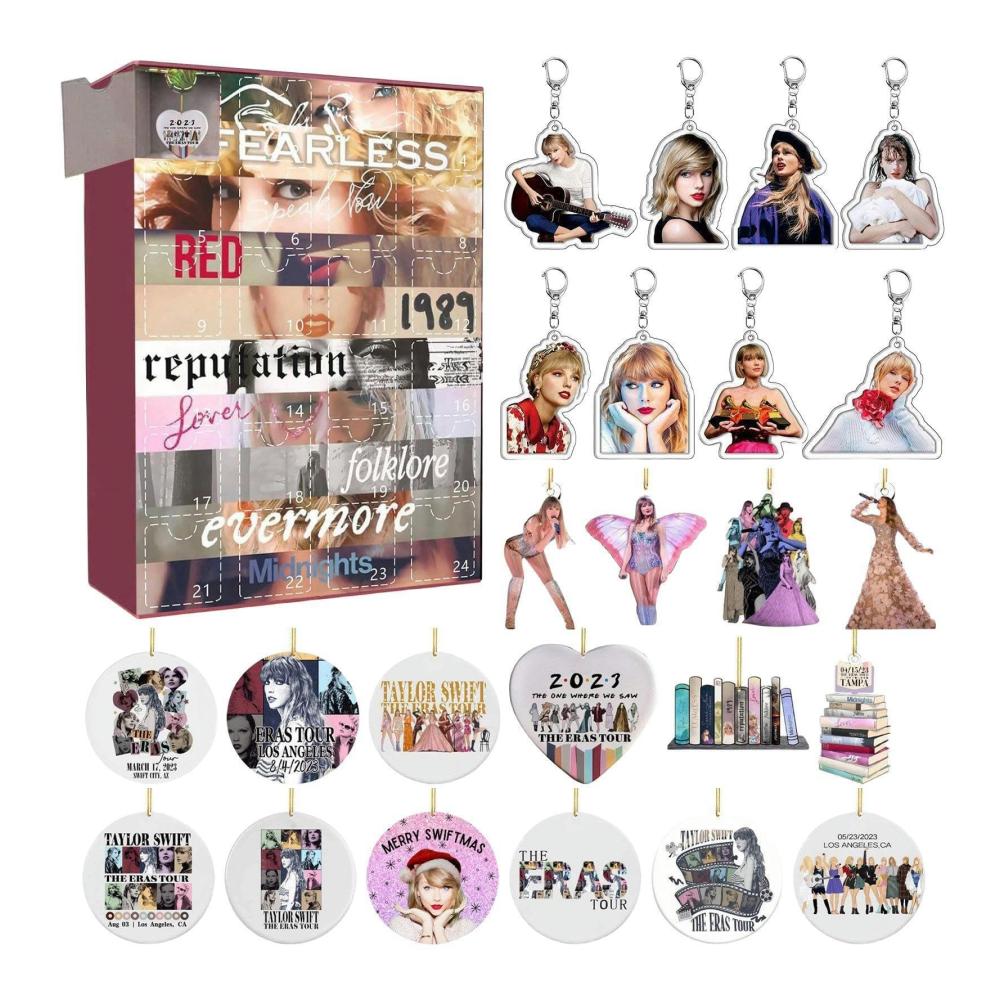 24-Tage Weihnachts-Adventskalender Strickmützen Deko & Schlüsselanhänger Überraschungen