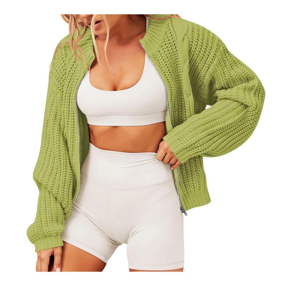 Locker gestrickte Damen-Strickjacke | Rundhalsausschnitt mit durchgehendem Reißverschluss | Stilvolle Wintermode für den Alltag