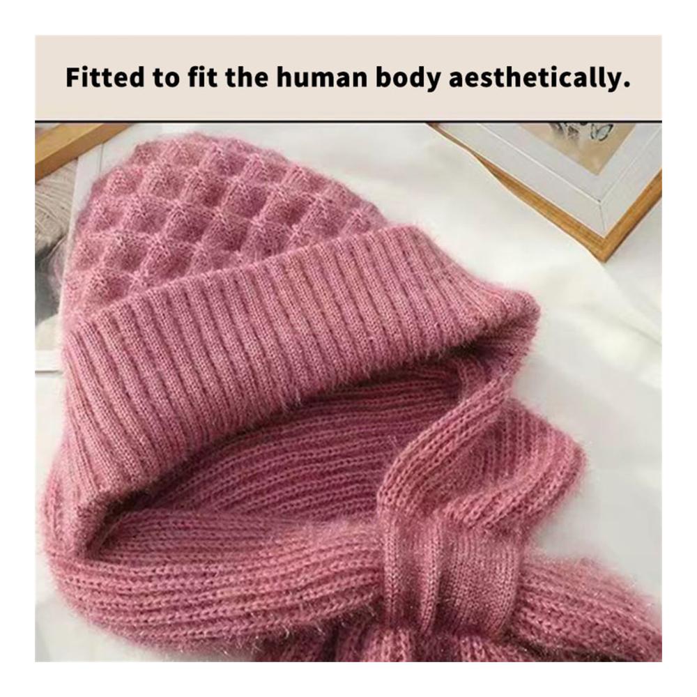 Winddichtes Damen Winter-Set Mütze Schal & Handschuhe mit Integriertem Gehörschutz - Warme Strickmütze und Schal Kombination