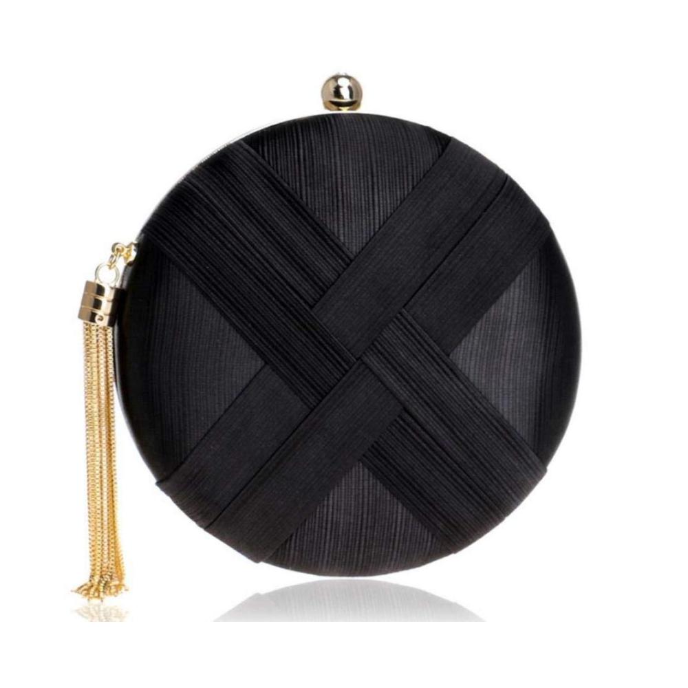 Damen Clutch mit Quaste – Elegante Aufbewahrung für Geldbörse Handtasche und Abendtasche in Gold