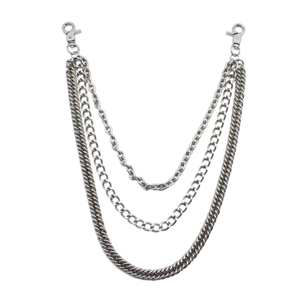 Stilvoller 3-in-1 Schlüsselanhänger für Männer und Frauen - Schlüsselringe & Schlüsselbänder mit Hosenkette Gothic Rock Hip-Hop Punk Jeans Kette Metall Brieftasche und Gürtelkette in Silber - Mode Accessoire für Individualität und Eleganz