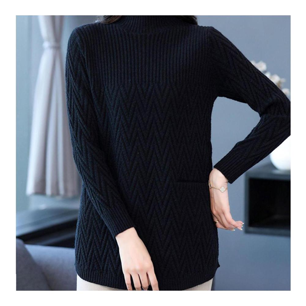 Bequemer Damen-Mantelpullover mit Halbem Rollkragen – Weiches kuscheliges und elastisches Design für kühle Tage