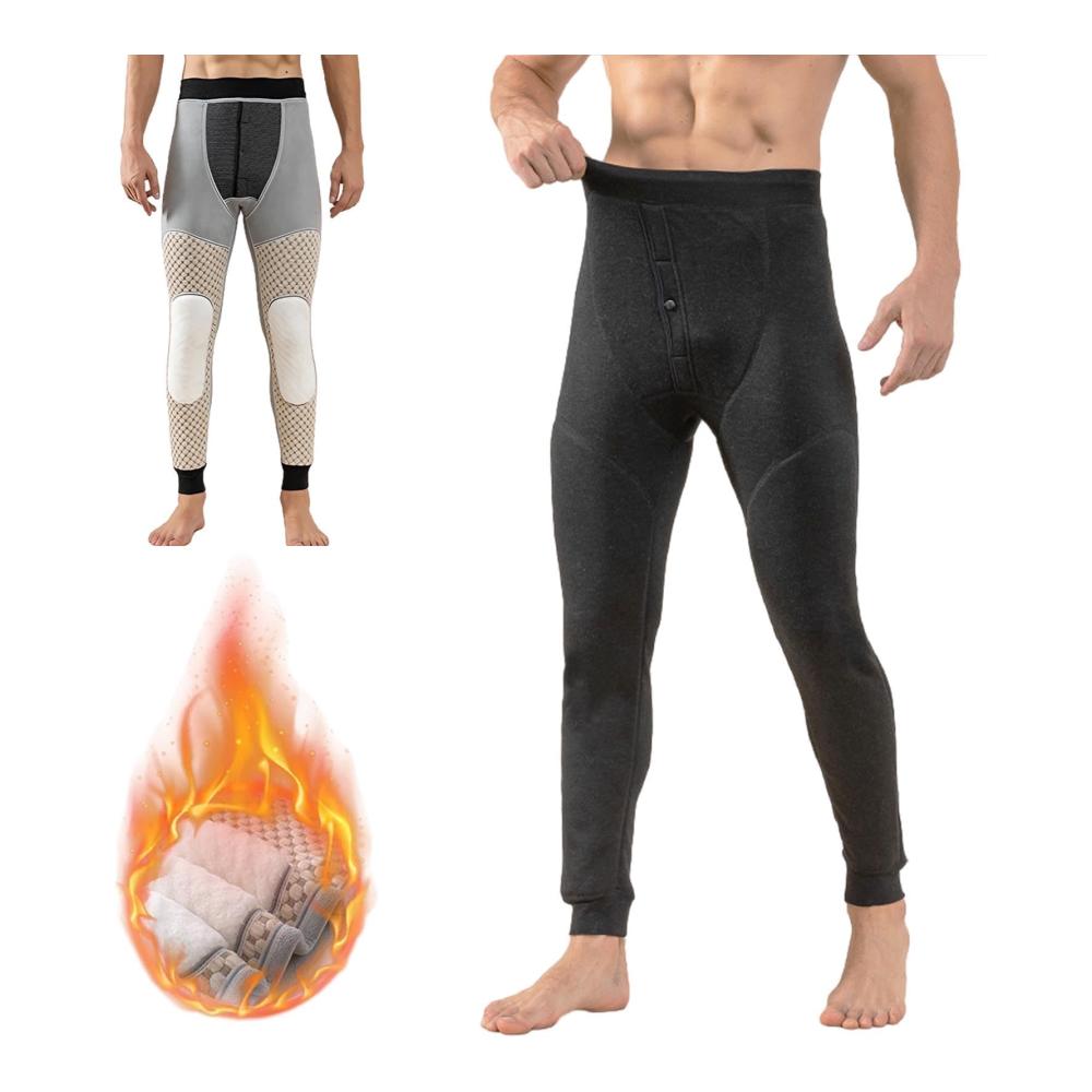 Warme Herren Winterhose mit Graphen-Heizung Lammwolle hoher Taille und Knieschützern