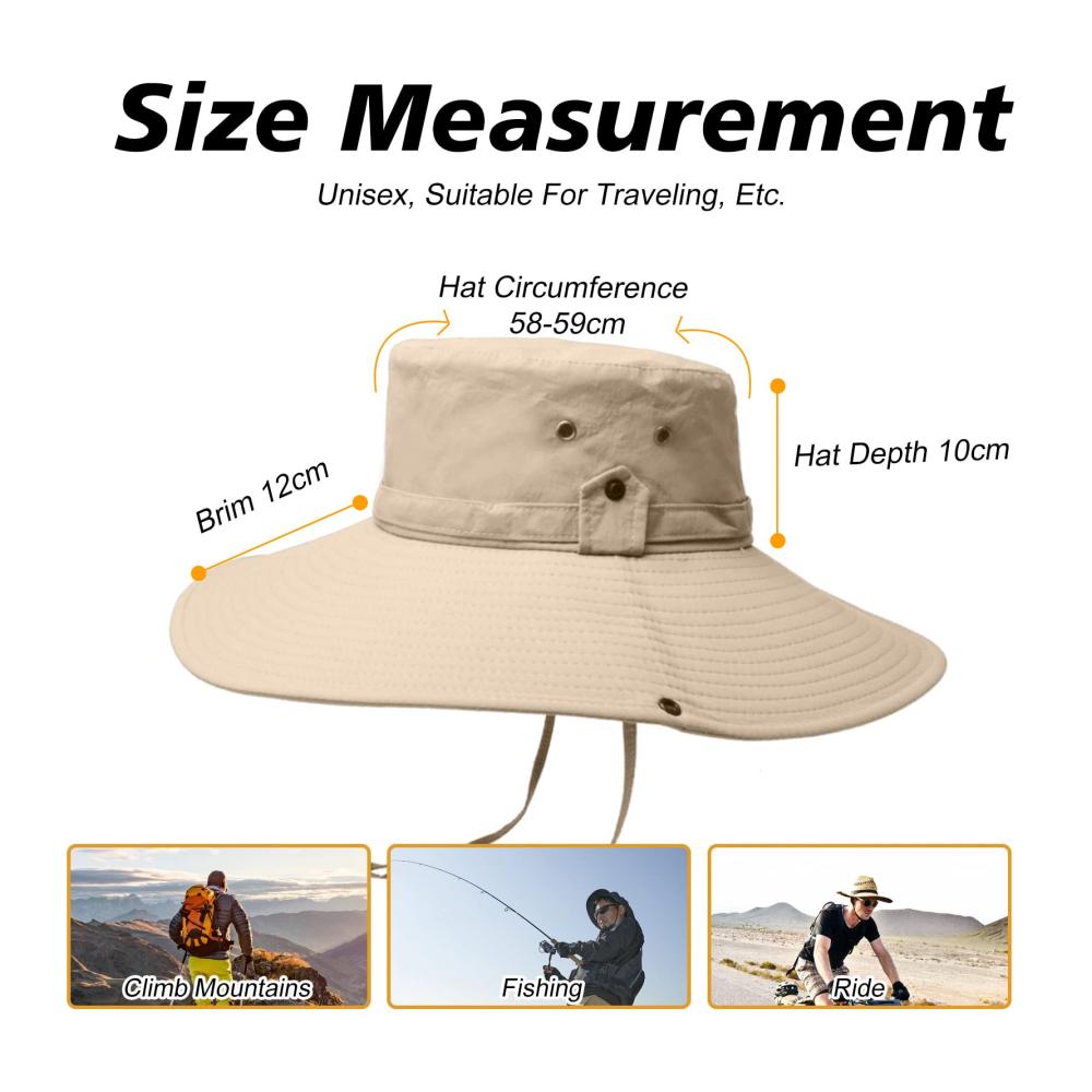 Fischerhut Herren UV-Schutz Breite Krempe Wasserdicht Atmungsaktiv - Ideal für Outdoor-Aktivitäten Camping und Reisen