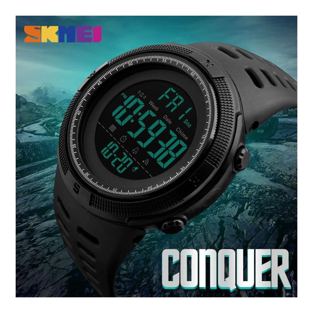 Digital-Armbanduhr für Herren Skmei DG1251 mit großem Display Kunstharz-Armband Stoppuhr und Alarm