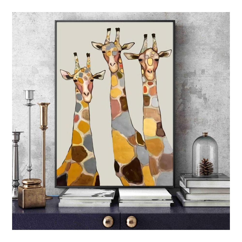 Lustige Schwarzweiß-Giraffen Leinwandbild - Sonnenbrillen Kunstplakat für Wanddekoration
