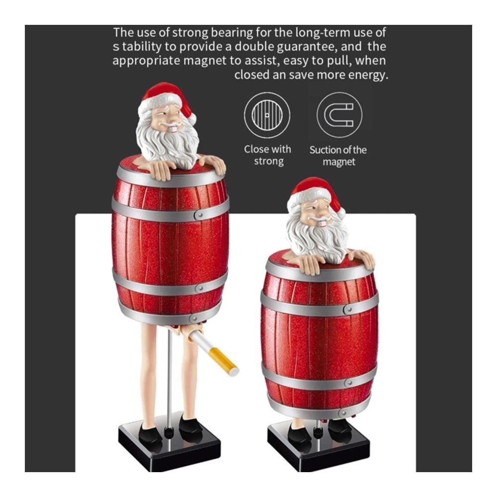 Holzfass Zigarettenetui mit automatischem Spender - Lustige Figuren Statue für Weihnachtsfeier Dekoration - Halter für Zigarettenschachtel im Auto - Ideales Geschenk für den stilvollen Vater - Zigarrenetui für die perfekte Zigarettenausgabe
