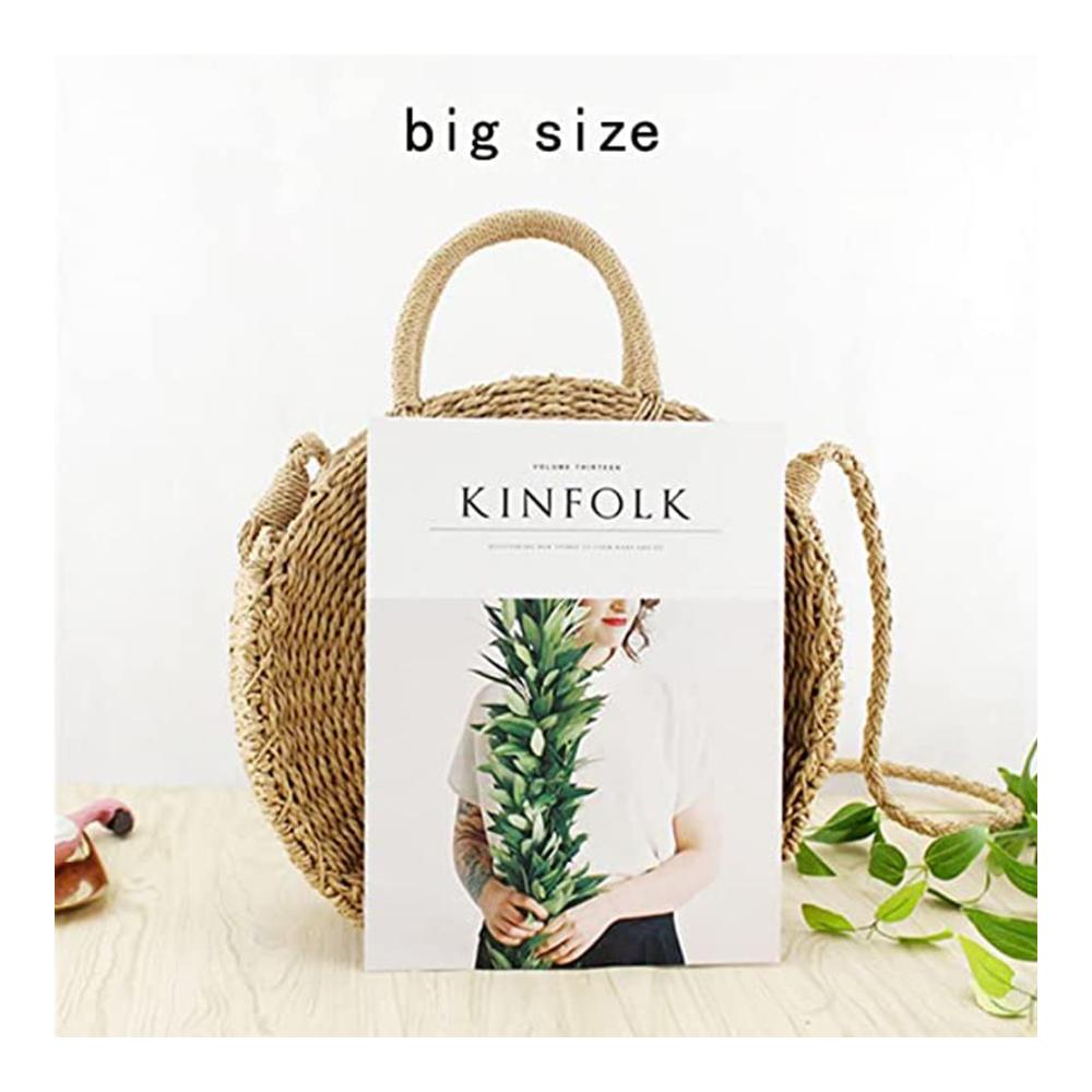 Gewebte Sommer Handtasche Damen Stroh Strandtasche mit Rundem Boho-Design - Perfekt für Frauen auf Reisen im Urlaub und in der Freizeit